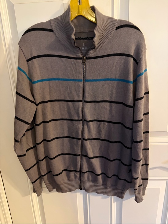 ALOHA Collection Other - ALOHA Collection Men's Gray Zip-Up Sweater with Black & Teal Stripes